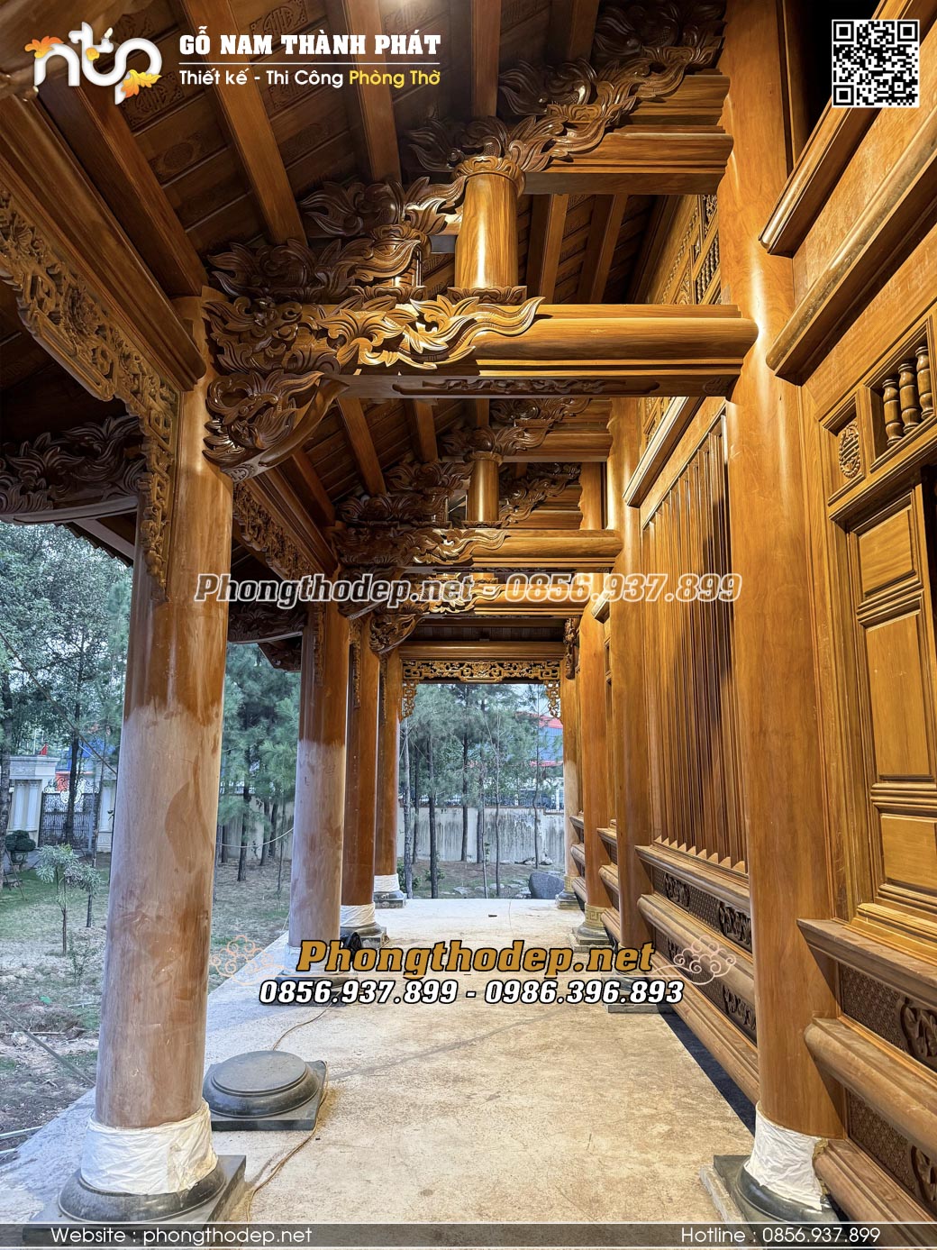 Thi công hoàn thiện nhà gỗ 5 gian đẹp